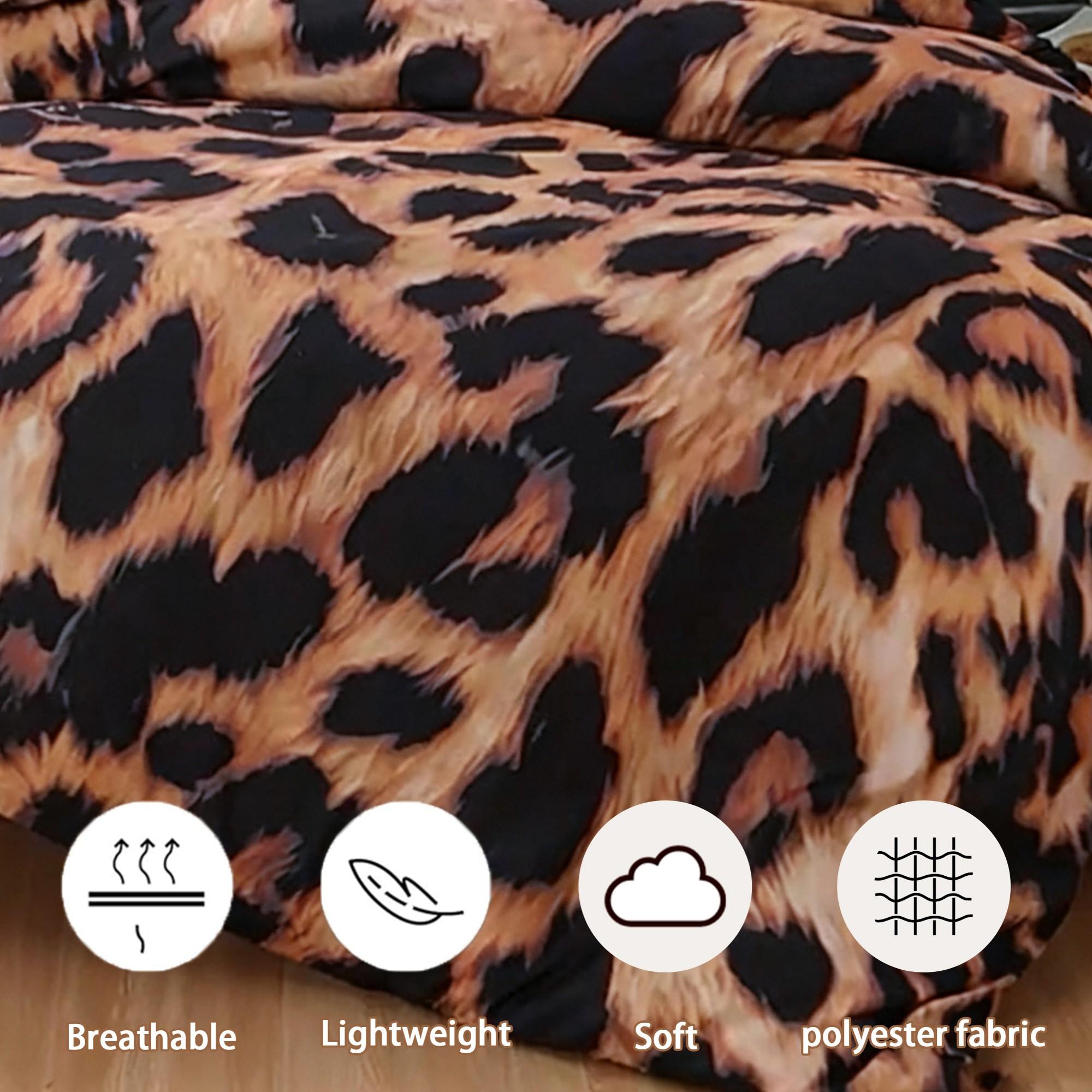 3pcs Leopard Print Bedding Set, Includes 1 Duvet Cover + 2 Pillowcases No insert, Soft and Comfortable, Perfect Gift for Bedroom Decor