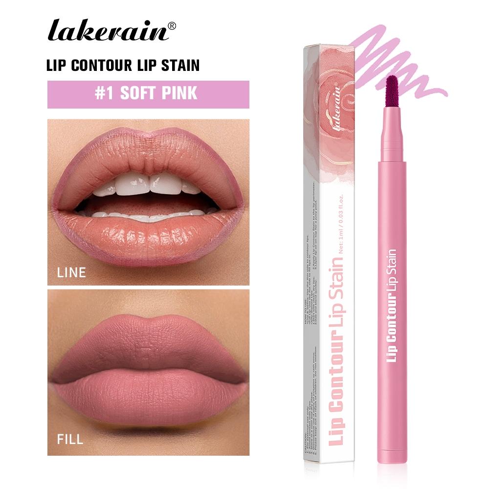 Lakerain 2-in-1 Lip Liner & Lip Stain, Waterproof High-Pigment Smudge-Proof Lip Tint, Non-Drying Formula for Precise Definition & Gradient Matte Looks, Travel-Friendly with 8 Shades for All Skin Tones