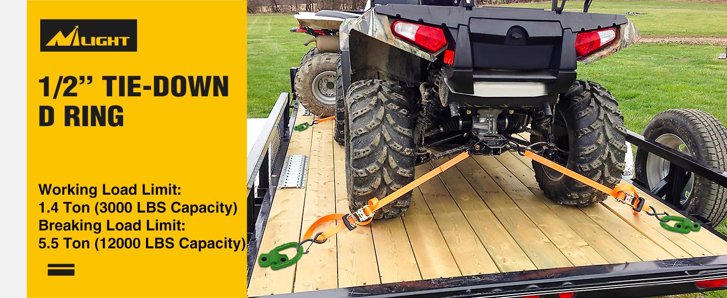 Nilight 4 PCS D Ring Tie Down Anchor 1/2" Heavy Duty Tie Down Rings with Screws Bolts on Trailer Truck Bed Cargo 12000 Lbs Break Strength Tie Down Anchors Hook Green  dealsforyoudays