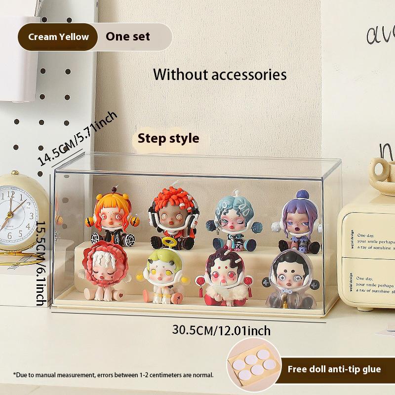 Solid Color Blind Box Storage Display Stand, Acrylic Transparent Display Box, Dustproof Cabinet, Small Figurine Desktop Storage Box, Used for Doll Toy Collectibles, Cute Figures, Stackable for Protection, Storage, and Organization