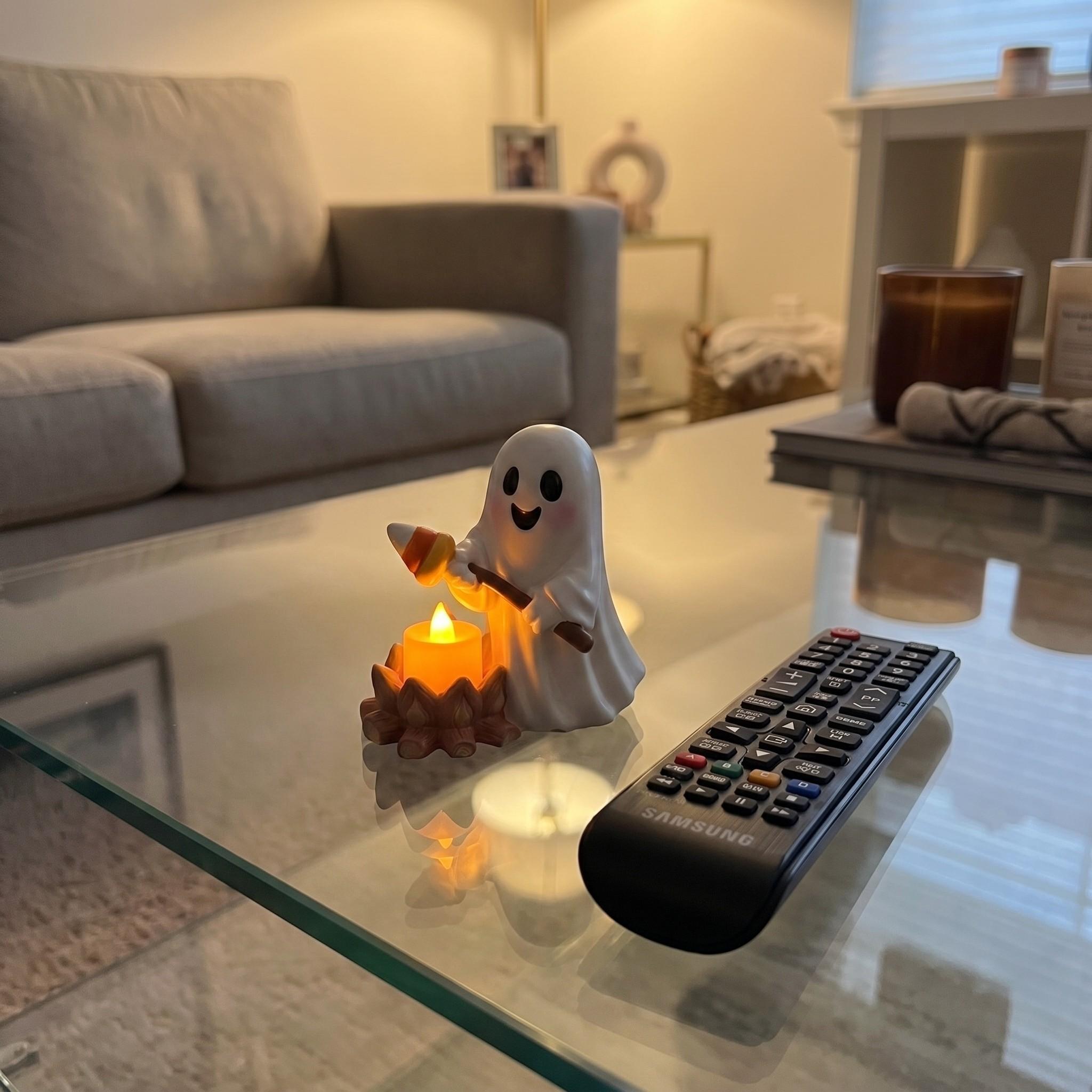 Resin Halloween Tea Light Candle Holder Set – Ghost, Mummy, Scarecrow & Campfire Figurines, Spooky Tabletop Decor for Mantel, Shelf & Centerpiece, Creepy Home Accent for Adults
