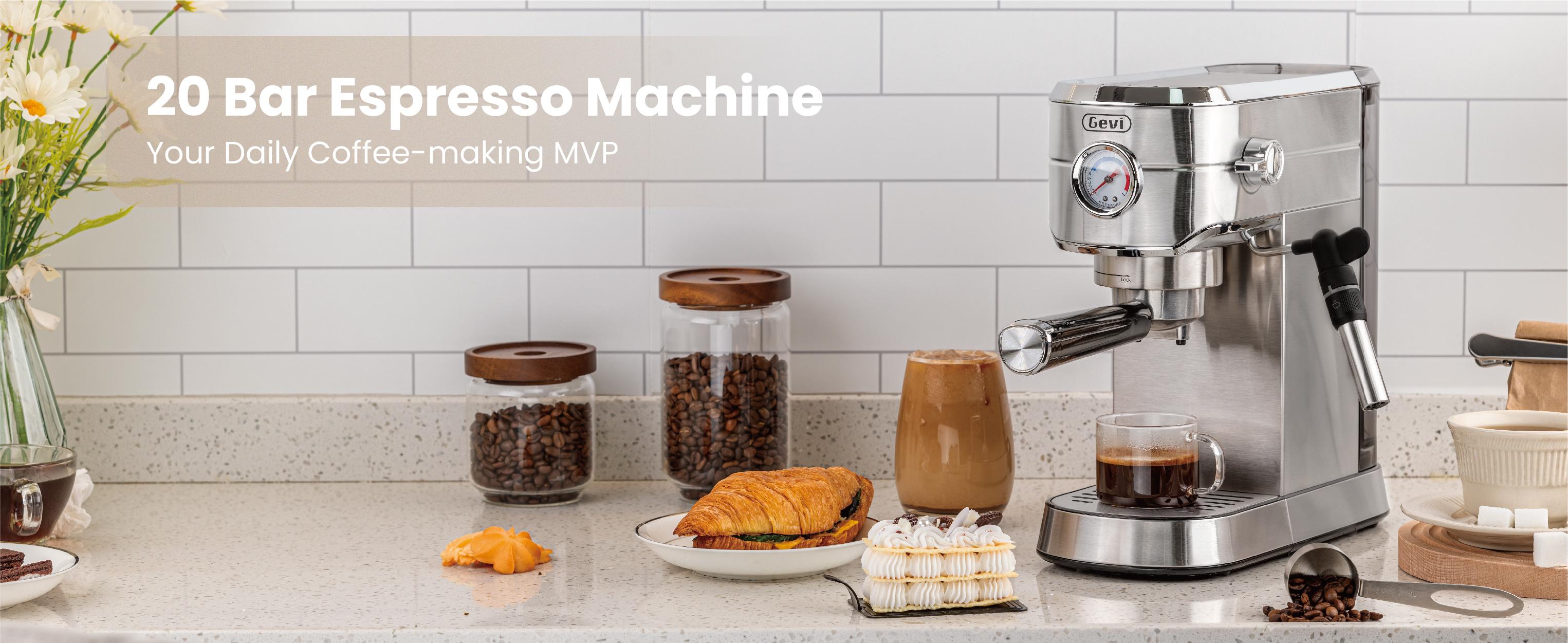 【Springtok】Gevi 20-Bar Espresso Machine with Automatic Milk Frother | Professional & Compact Coffee Maker for Cappuccino & Latte | Perfect Gift for Coffee Lovers