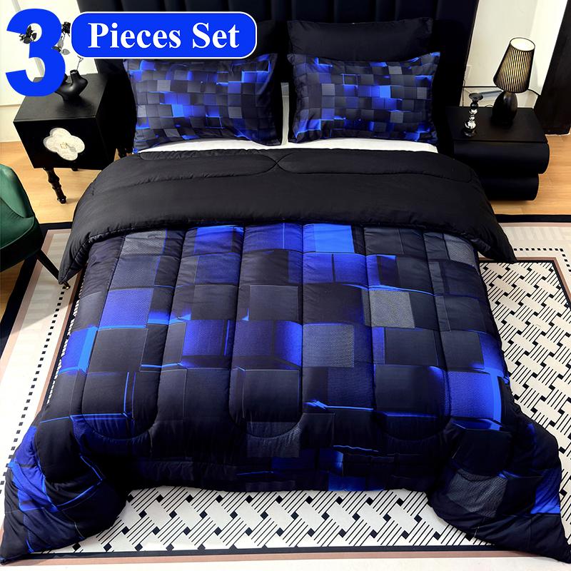 [Valentine’s Day]Four Seasons Technology quilt Set 3/6/7-piece set,digital printing,available all year,a must for avant-garde bedrooms,instantly adding a cyber atmosphere,a modern room is quickly refreshed,technology-themed bedding,bedroom decoration,