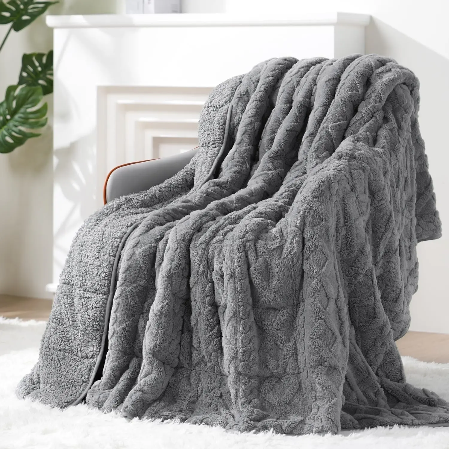 Ultra Soft Sherpa Weighted Blanket for Adults, 60"x80" 15lbs Heavy Blankets | Cozy Comfort for Relaxing Nights, Double-Sided Fluffy Sherpa & Fleece, Double Inner Layers-No Bead Bunching, Even Weight