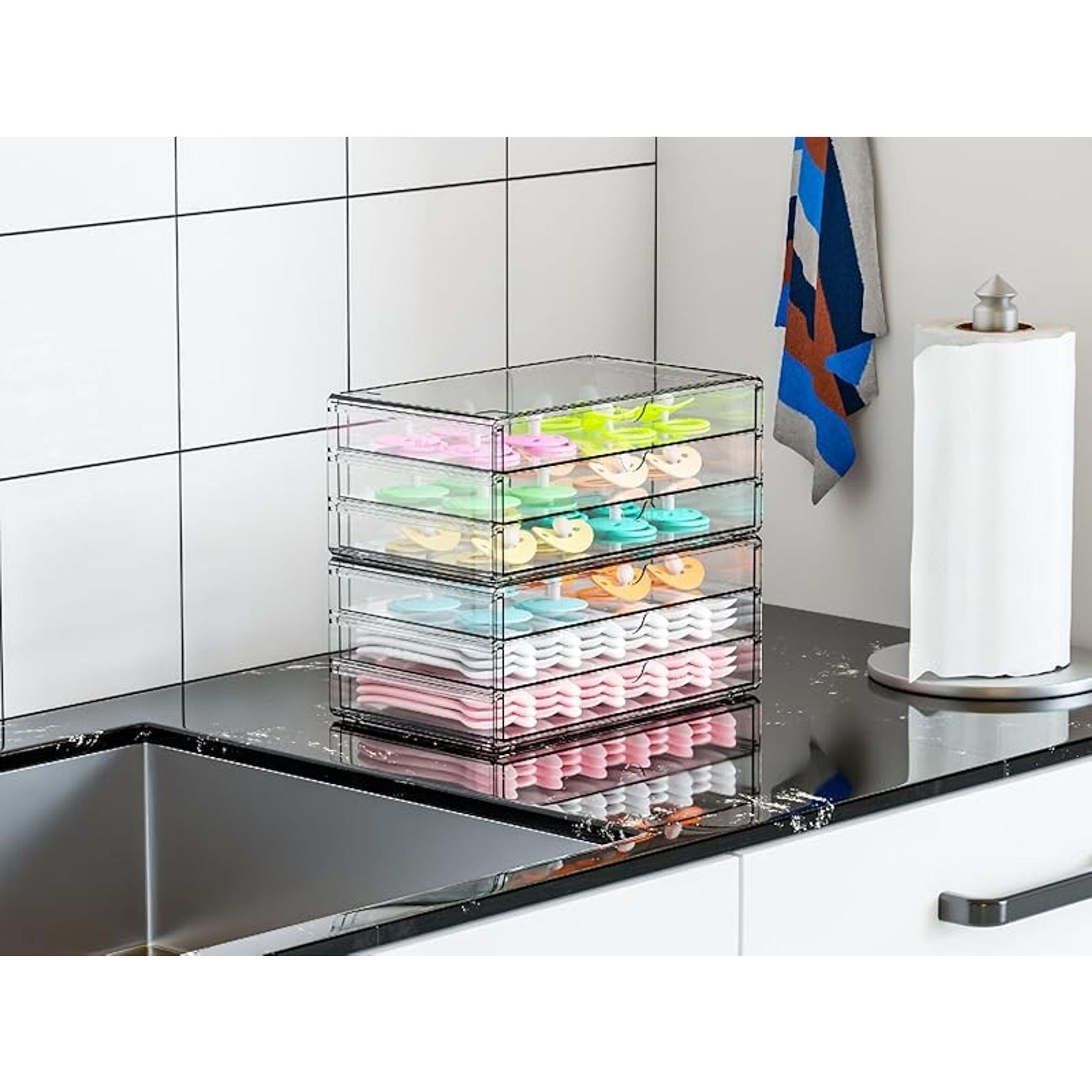 2 Pack Acrylic Storage Drawers With 6 Drawers,Stackable Desk Organizer and Makeup Organizer,Large Clear Office Supplies Organizer for Pen,Stationary,Palettes,Arts Craft Organizers and Storage