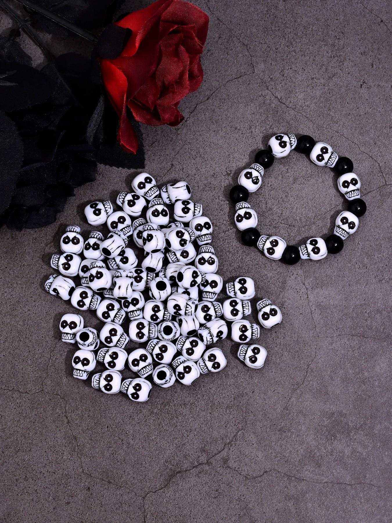 50 Punk Skull Beads for DIY Jewelry Making, Perfect for Earrings, Necklaces, Bracelets, Phone Chains, Halloween Accessories