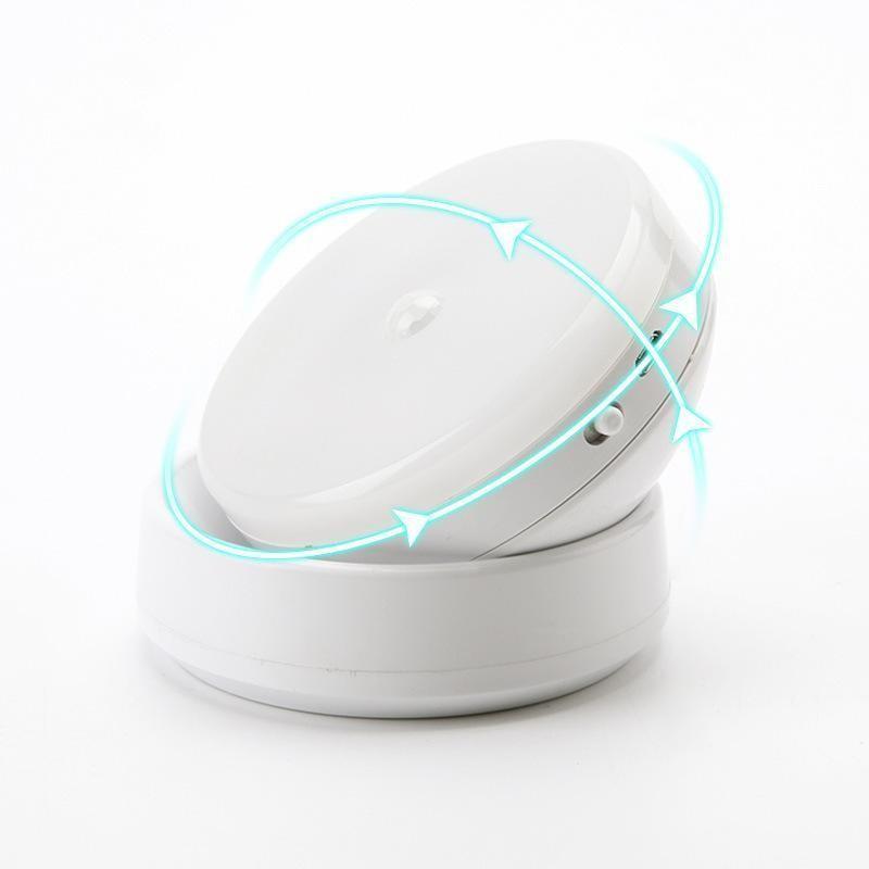 360° Automatic Wireless Motion Sensor LED Night Light, Rechargeable Battery, Smart Home Use, Closet, Hallway, Staircase