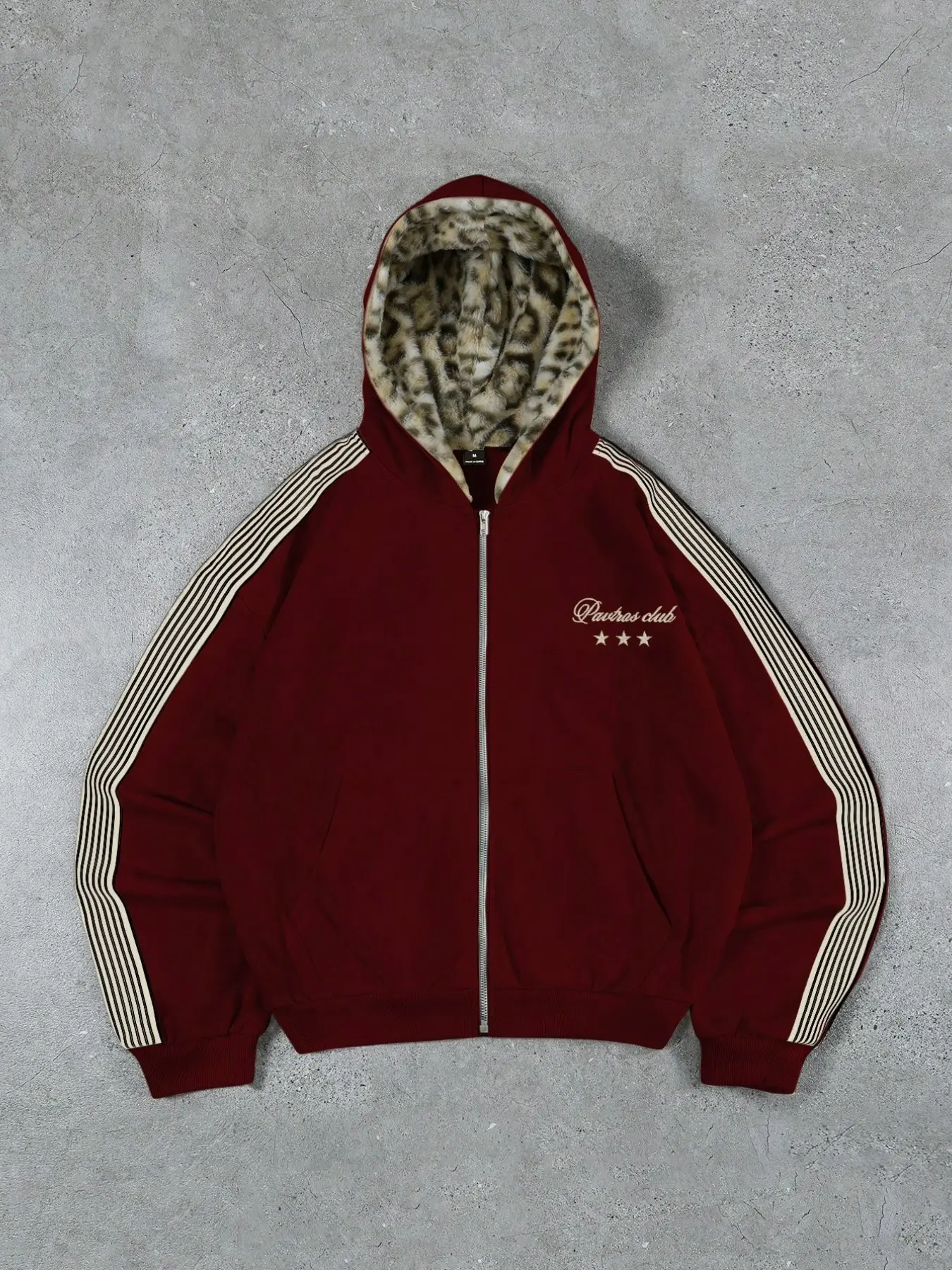 Men's Fall Winter Casual Zip-Up Hoodie Jacket, American Vintage Y2K Street Style, Leopard Fleece Lining, Urban Fashion Outerwear