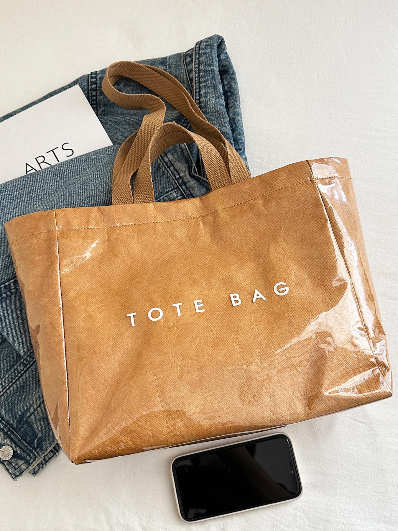 26 Valentine's Day Gift Letter Print Large Capacity Tote Bag, Commuter Shoulder Bag, Trendy Versatile Handbag, Shopping Bag, Fashionable Women's Big Bag