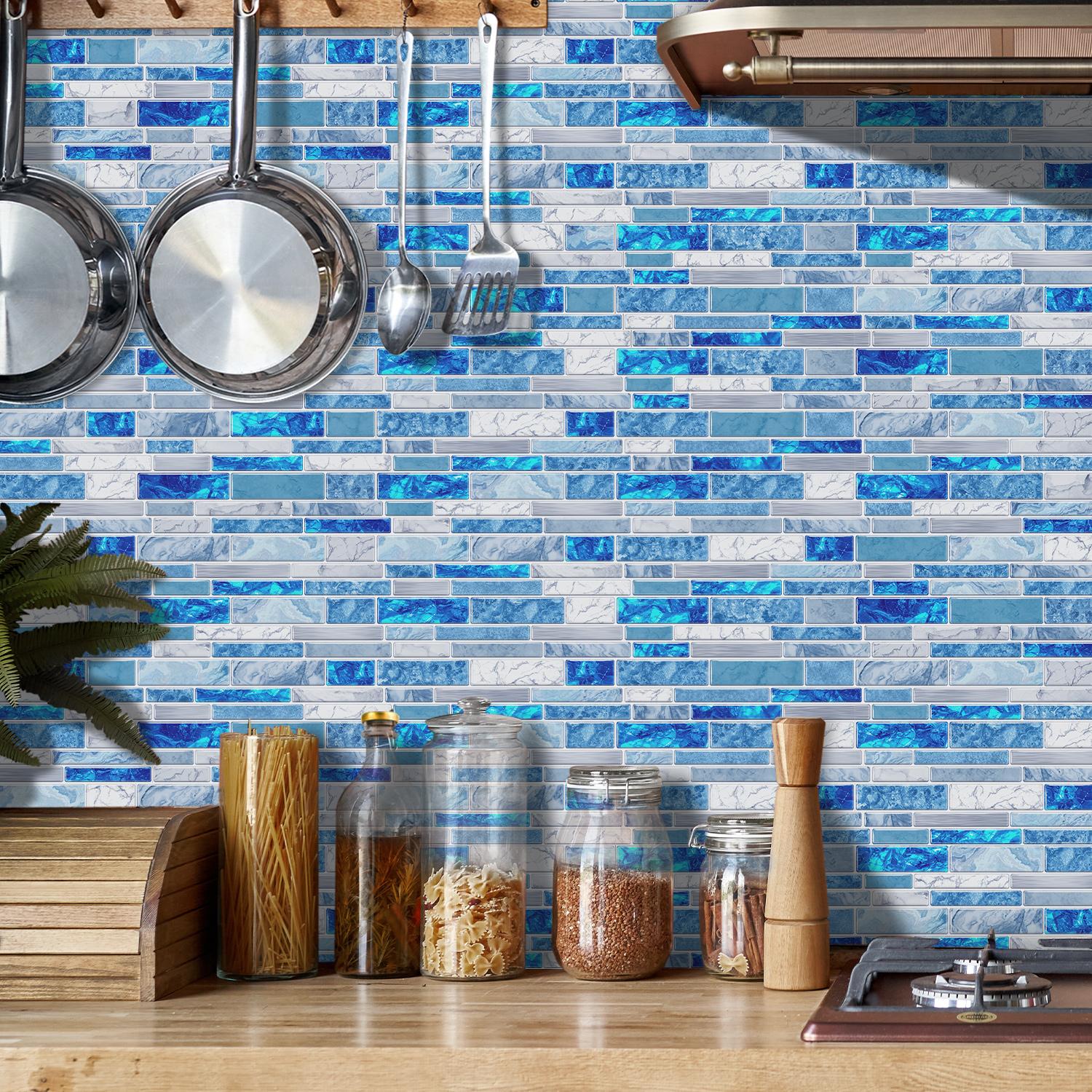 24pcs Marble Self-Adhesive Wall Tile Stickers, Decorative Wall Sticker, Bathroom & Kitchen Decor, Easy Peel-And-Stick Design, Universal Fit for Any Space