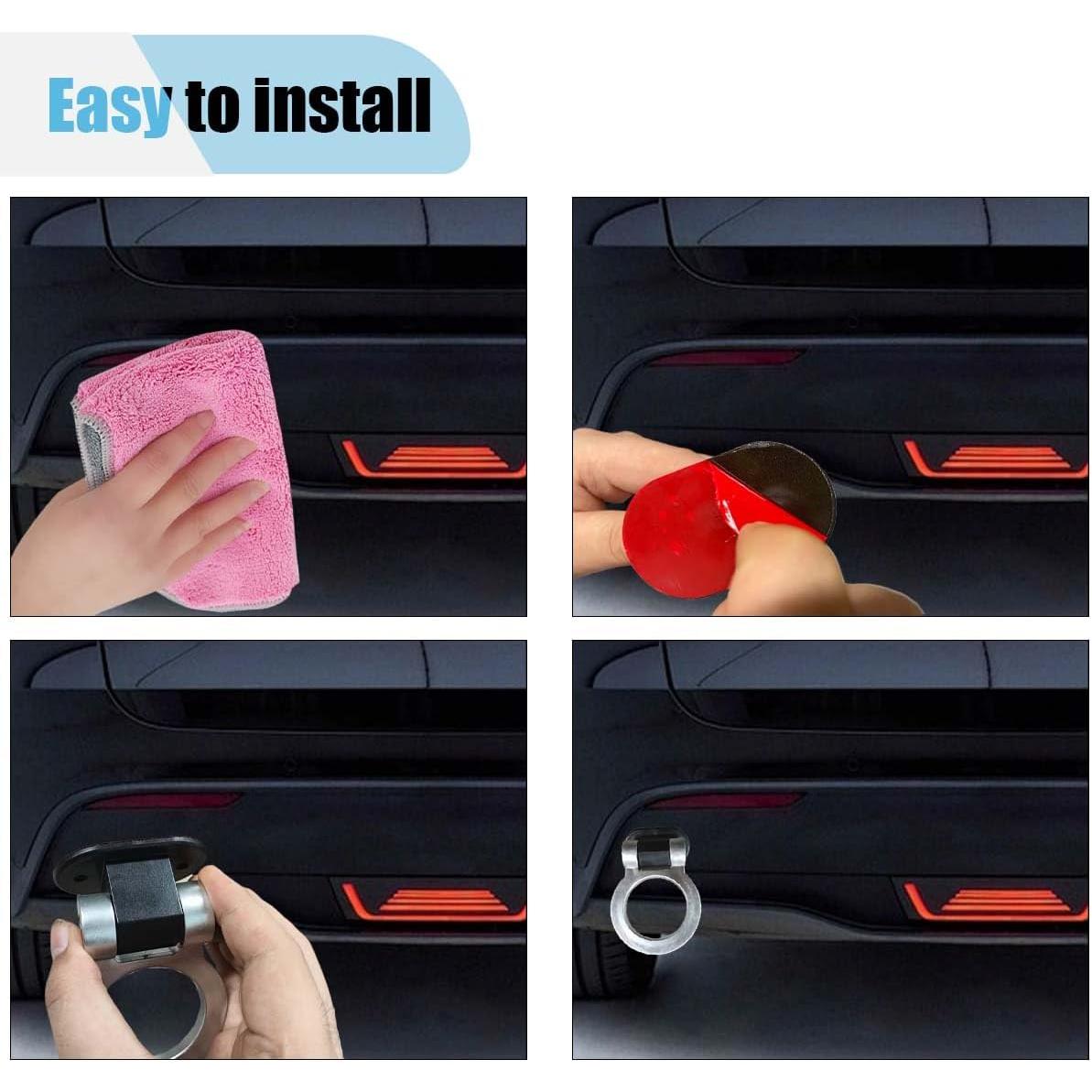Tow Hook Kit, Ring Shaped  Bumper  Tow Hook  Decoration Sticker, Track Racing Style Tow Hook Ring Auto Exterior Accessories for   SUV ()