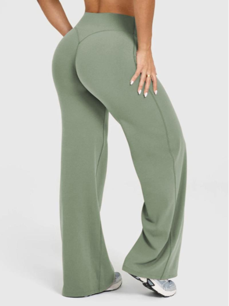 Women's Sportswear Two-Piece Set High-Waisted Straight-Leg Pants Yoga Quick-Dry Tight-Fit Fitness Casual Sports Wear Stretchy Suit Set