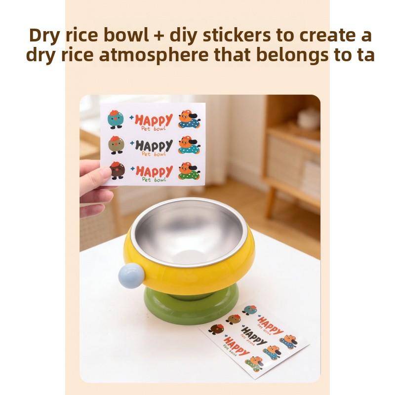 2-Pack Pet High-Booth Bowls, Stainless Steel Cat Bowl Dog Bowl Food Bowl, Cervical Protection Anti-Tip Water Bowl, Pet Supplies