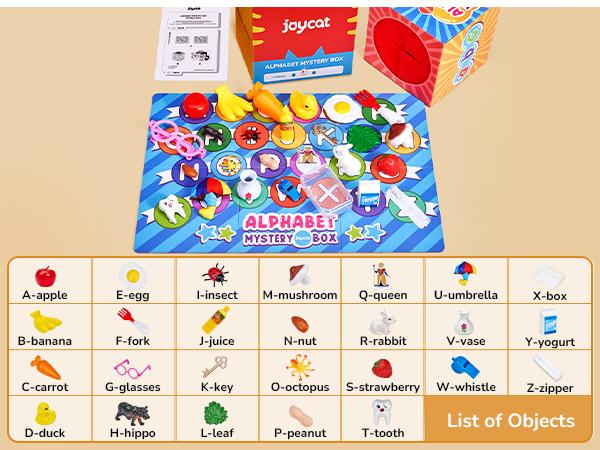 JoyCat Alphabet or Themed Mystery Box Toy, Letters Sorting Matching Game Activities, Montessori Sorting Toys with Sensory Play Box, Preschool Learning JoyCat Alphabet or Themed Mystery Box Toy, Letters Sorting Matching Game Activities, Montessori Sorting Toys with Sensory Play Box, Preschool Learning