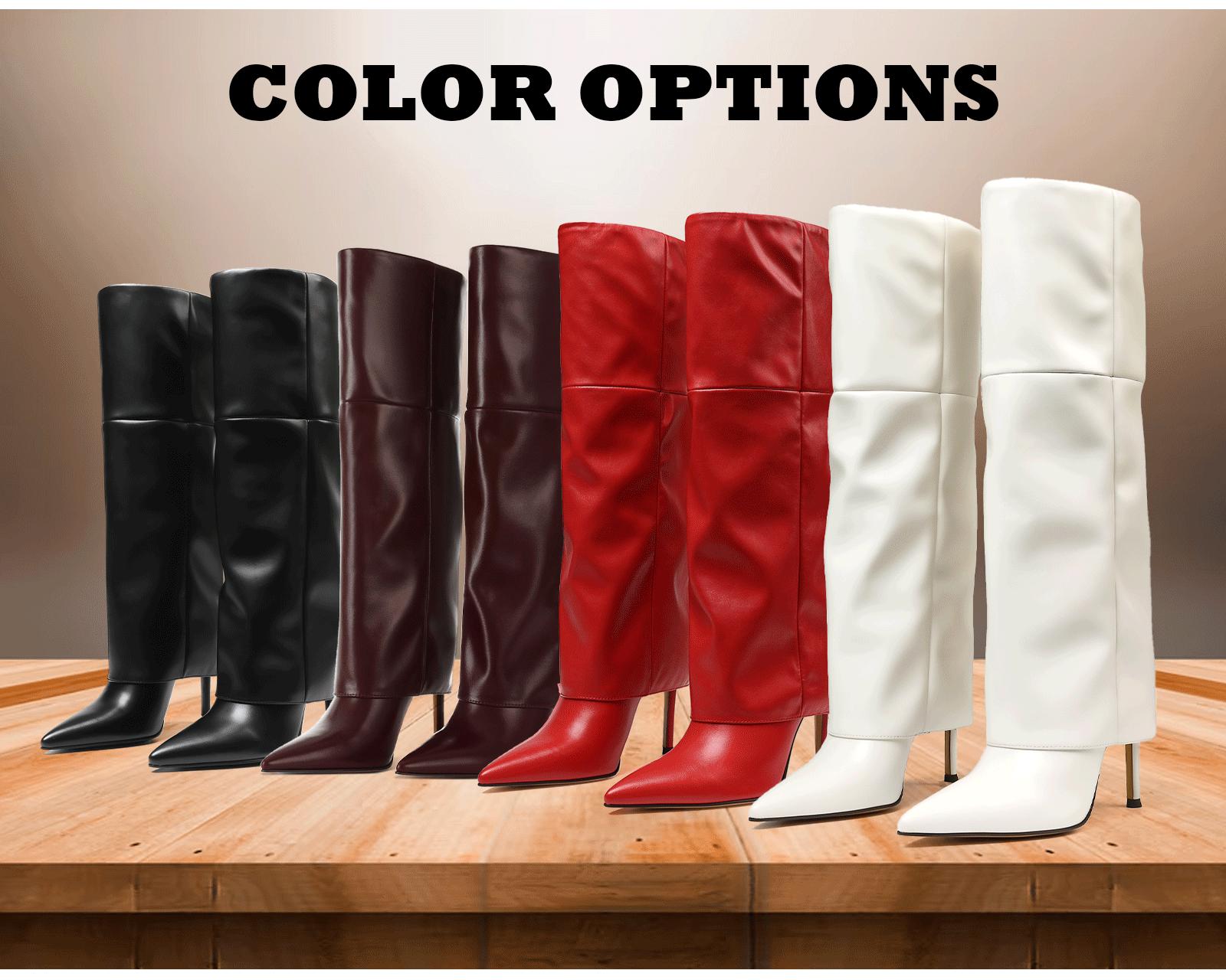 CYNLLIO Knee High Boots for Women Pointed Toe Stiletto High Heel Slouchy Fold Over Elegant Tall Boots Pull on Comfy Wide Calf Concert Party Outdoor Dress Fashionable Spring Shoes