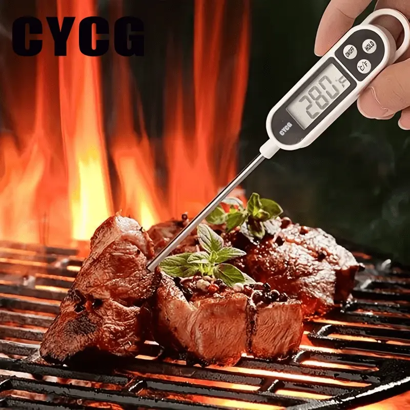 Cycg Digital Food Thermometer, Electronic BBQ Temperature Gauge, Baking Water Oil Milk Temperature Monitor, 1pc/2pcs Stick Type, with Battery, Digital Cooking Thermometer