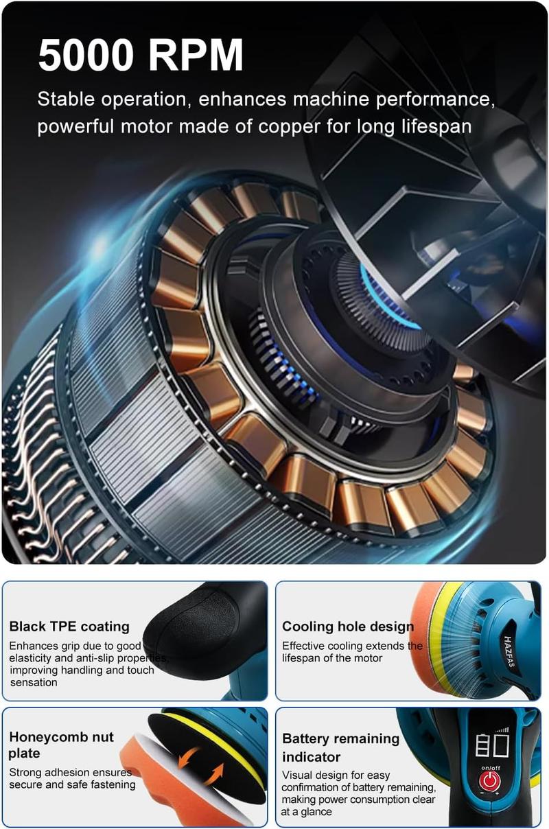 Cordless Polisher, Cordless Car Buffer Polisher Kit with 2pcs Battery,Buffer Polisher for Car Detailing, Pulidora de Autos