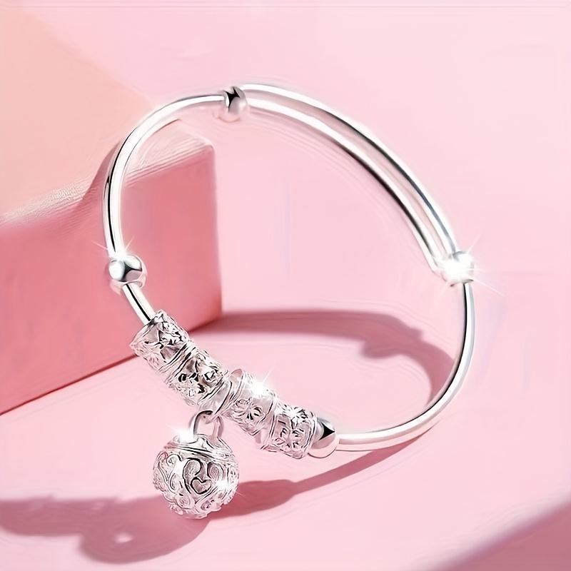 Women's 925 Silver Lace Design Arm Bracelet with Pendant, 6cm Cute Exquisite Pretty Fashion Bracelet, Daily Wear Accessory Ideal for Valentine's Day Gift