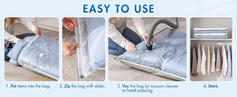 TAILI 8 Pack Vacuum Storage Bags for Comforter and Blankets, Jumbo Vacuum Seal Bags for Bedding 40x31 Inch, Space Saver Bags for Clothes, Pillows, Saving More Closet Space