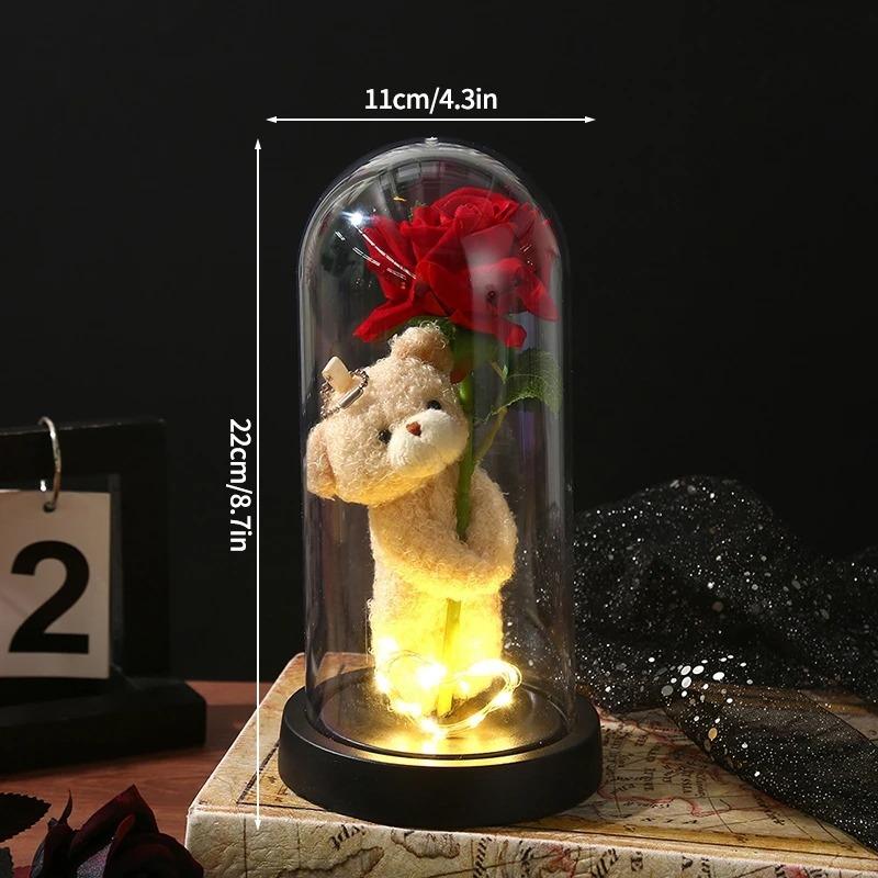 Eternal Rose Flowers Artificial Foil Flower in Glass Glow Immortal Flower LED Roses Lamp Flores Eternas Valentine's Day Gift Light Up Rose