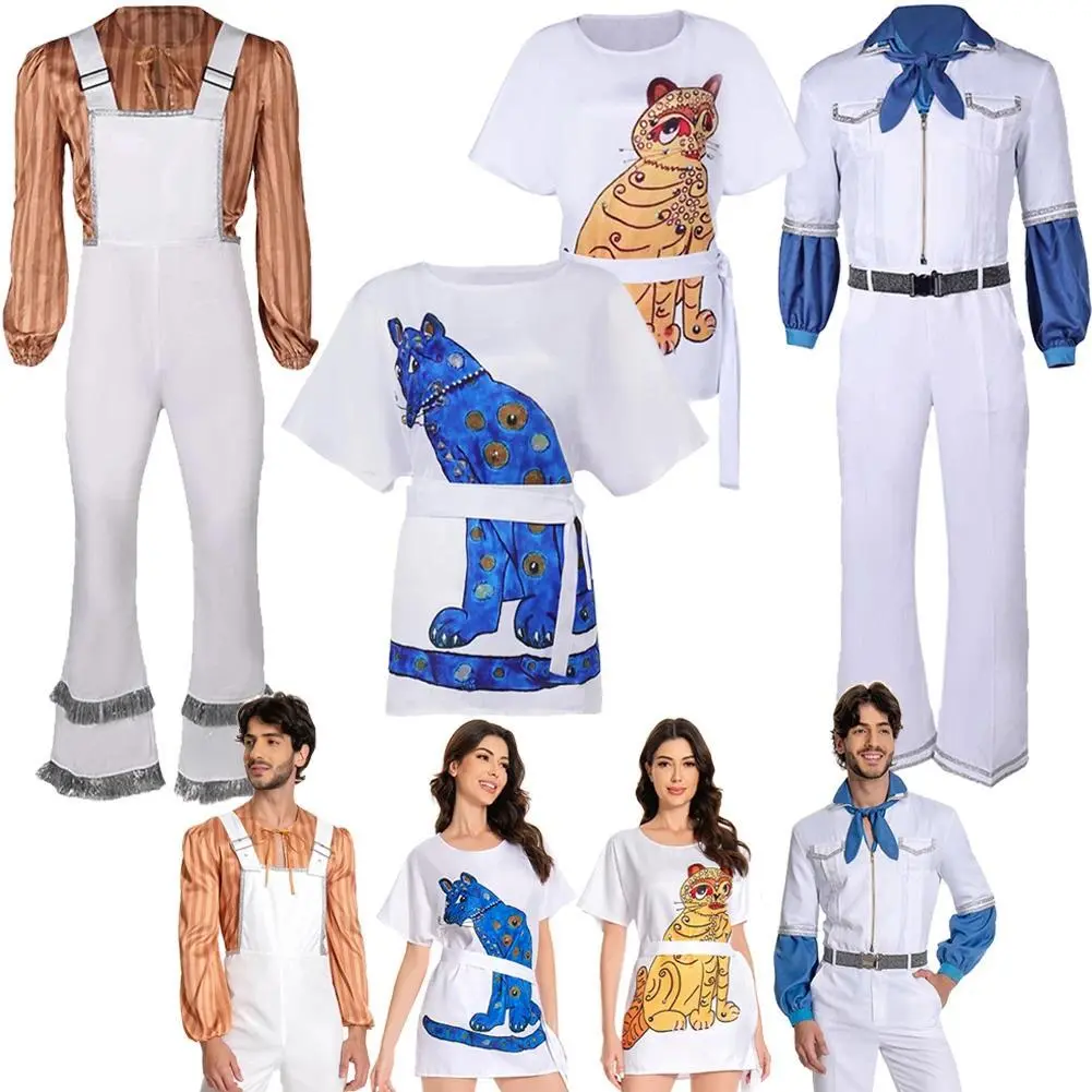 Costume Cosplay Disguise ABAB Girl Anni AgnItha Benny Bjorn Cosplay 70s Women Men Vintage Shirt Halloween Carnival Suit