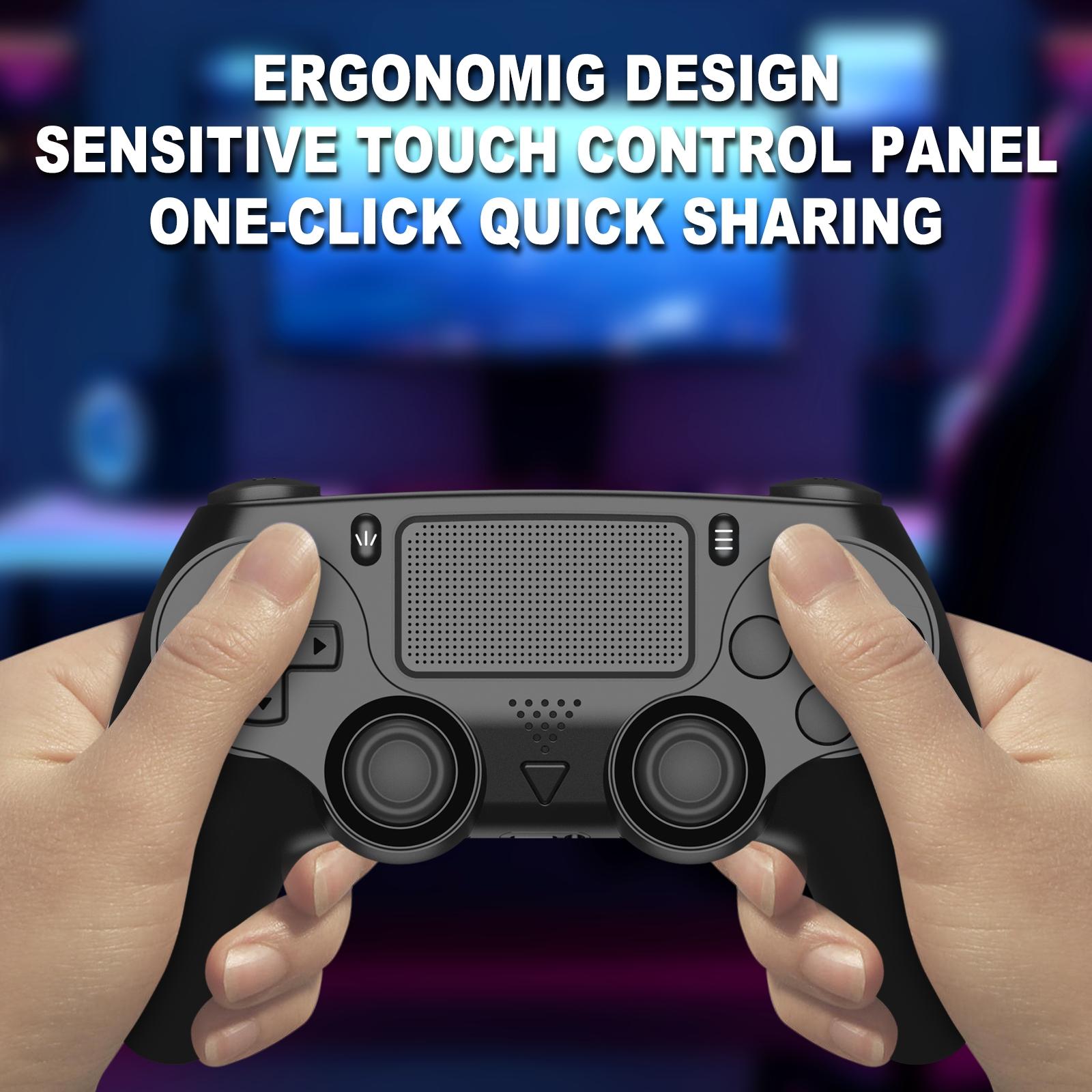 Precision gaming controller, compatible with PS4/PS4 Slim/PS4 Pro/PC, featuring dual vibration, six-axis gyroscope, touchpad, and speaker, designed for the ultimate PS4 gaming experience - Black