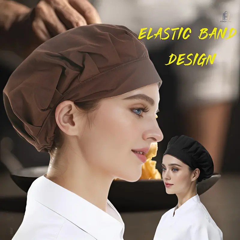 1/2Pcs Stylish Chef Head Wrap, Food Service Cooking Hygiene Cap, Tie Back Work Head Cover, Hair Containment Chef Hat for Restaurant, Hotel & Kitchen Use