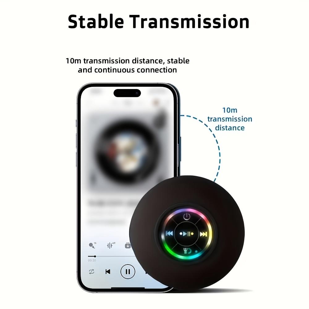 Portable Mini Bluetooth Shower Speaker with LED light, IPX4 Waterproof, Hands-Free Speakerphone. Rechargeable Using Micro USB, Wireless Stereo for Beach, Shower & Home
