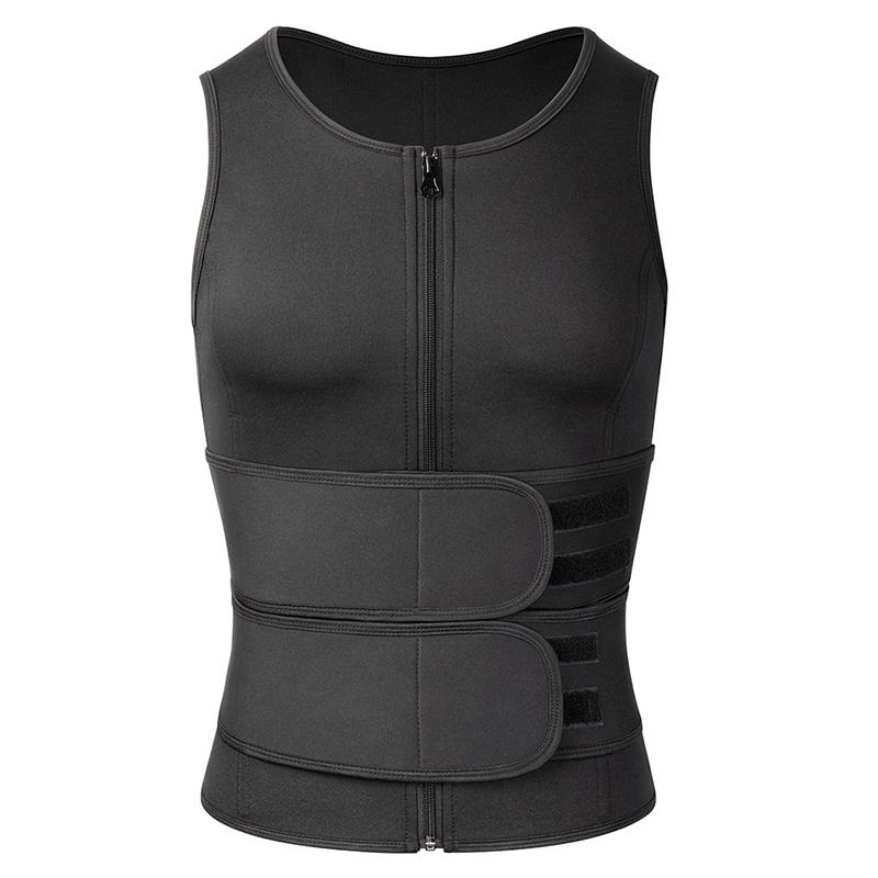 Sauna Vest, Double Belt Sauna Vest Waist Trainer, Men Body Shaping Waist Trainer Gym Fitness Breathable Sweat Abdominal Shaping Tank Top Muscle Sports Compression Workout Apparel