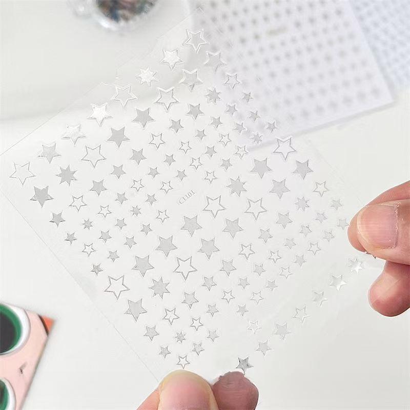 1/3pcs Silver Letters Star Stickers Y2K Kpop Toploader Deco Journaling Stickers Aesthetic Korean Stationery Art Decals for Phone