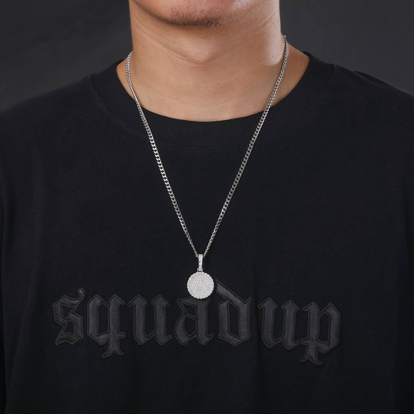 【#P159】Round Pendant UCCIYO Lab-Created Moissanite 925 Sterling Silver Moissanite Pendant Necklace, Round Pendant for Men and Women Hip Hop Jewelry Gift Fashion Accessories