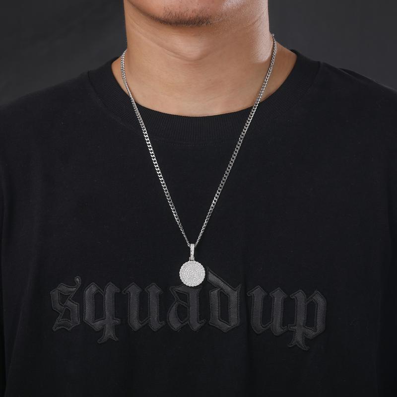 【#P159】Round Pendant UCCIYO Lab-Created Moissanite 925 Sterling Silver Moissanite Pendant Necklace, Round Pendant for Men and Women Hip Hop Jewelry Gift Fashion Accessories