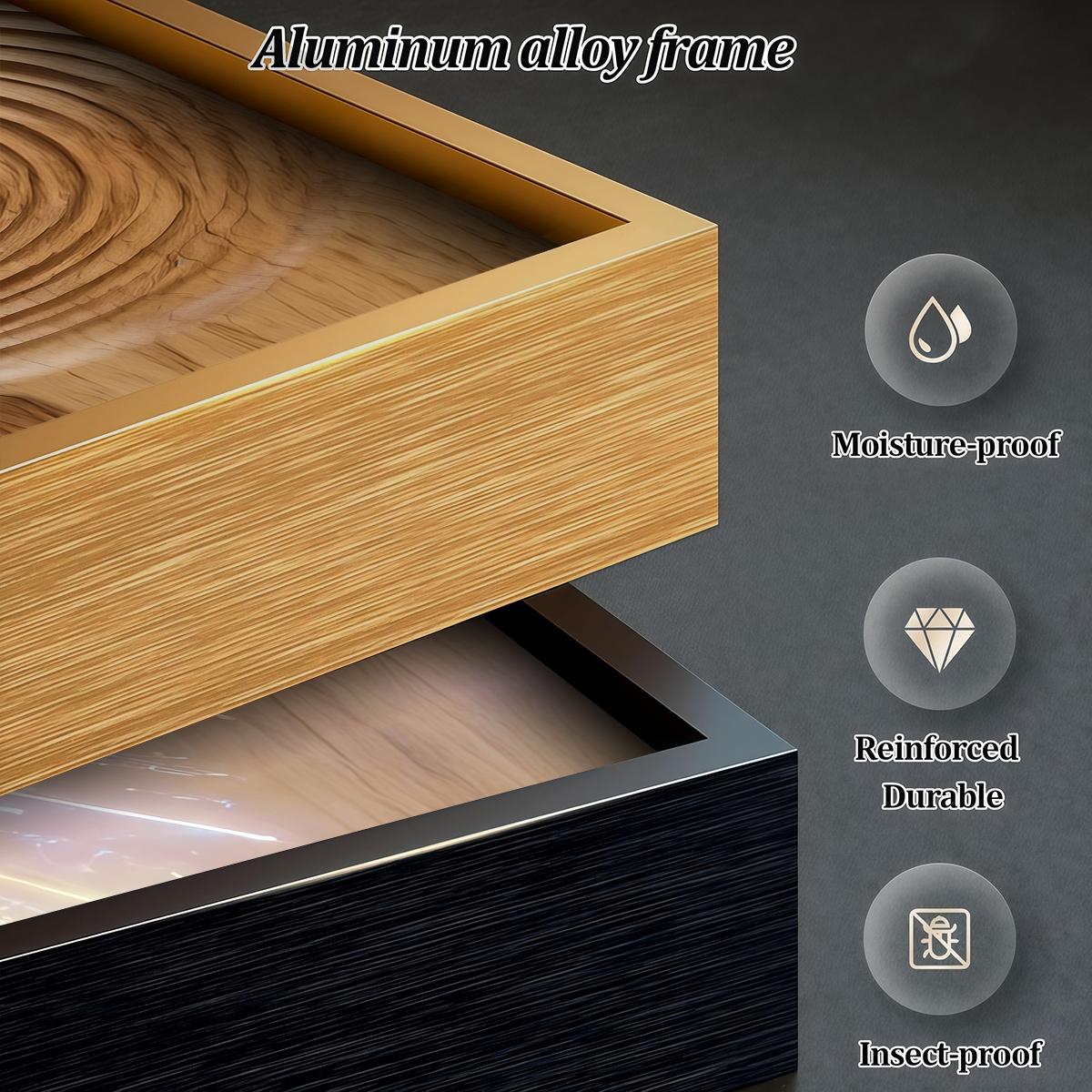 3 Counts Aluminum Alloy Framed Painting, Abstract Wood Texture And Light Burst Pictures, Home Decoration For Living Room, Bedroom, Office, Restaurant, Hallway Wall Decor, Odorless Print Artwork, Luxury Perfect Gift For Friends And Family