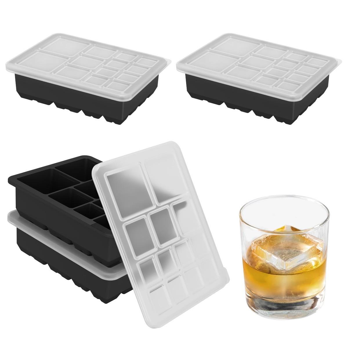 13-Compartment Ice Cube Tray with Lid, Silicone Mold, Reusable Freezer Box, Easy Release, DIY Whiskey Drink Ice Cubes