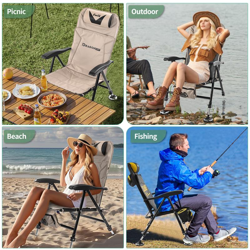 Ultralight Foldable Camping Chair with 180° Reclining Backrest, Anti-Slip Steel Claws for All-Terrain Use - Perfect for Camping, Fishing, Beach Relaxation & Napping