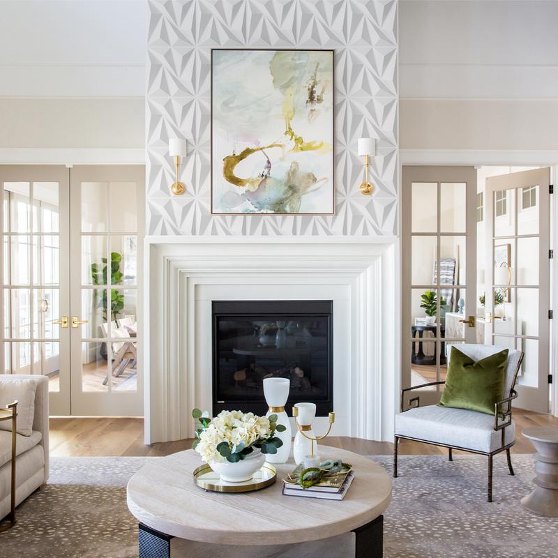 STICKGOO 33Pcs Tiles Geometric Pattern Wall Panel, Diamond Design 3D PVC Wall Panels for Interior Wall Decor, 11.8" x 11.8" Decorative Living Room