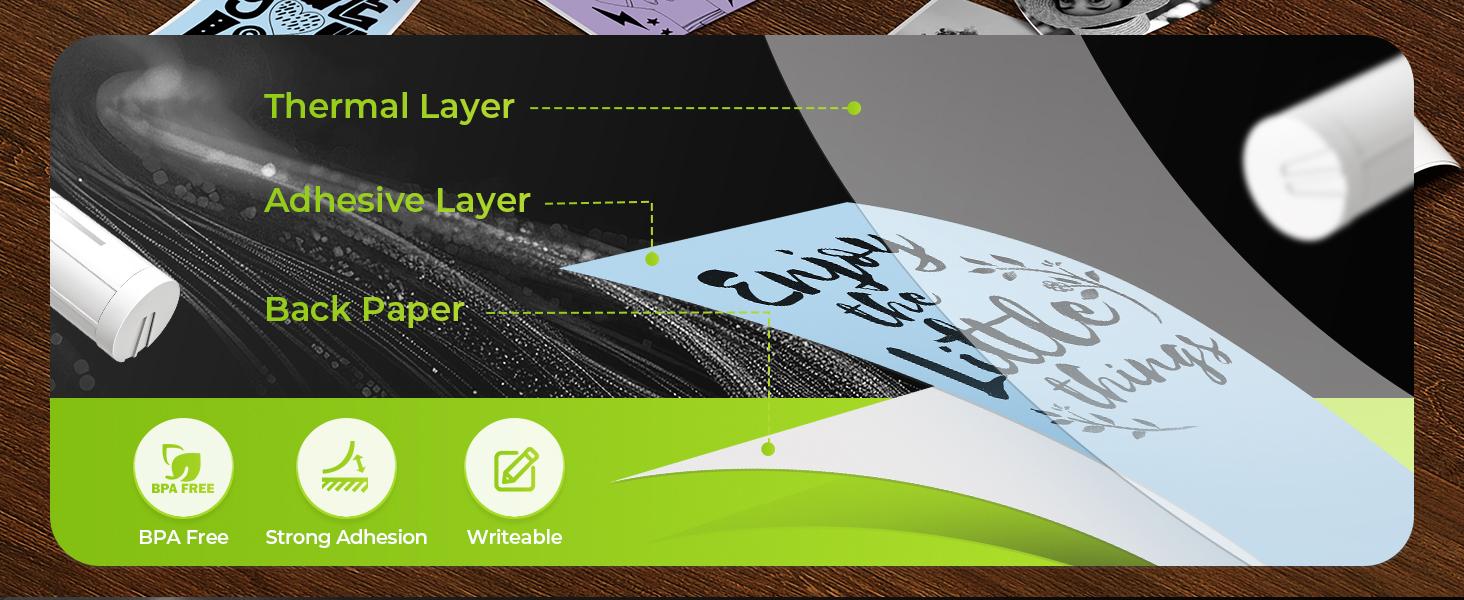 Genuine Self-Adhesive Thermal Printer Stickers, Compatible with PM230 Mini Sticker Printer, 54mmx3.5m, Only 3 Rolls Tape