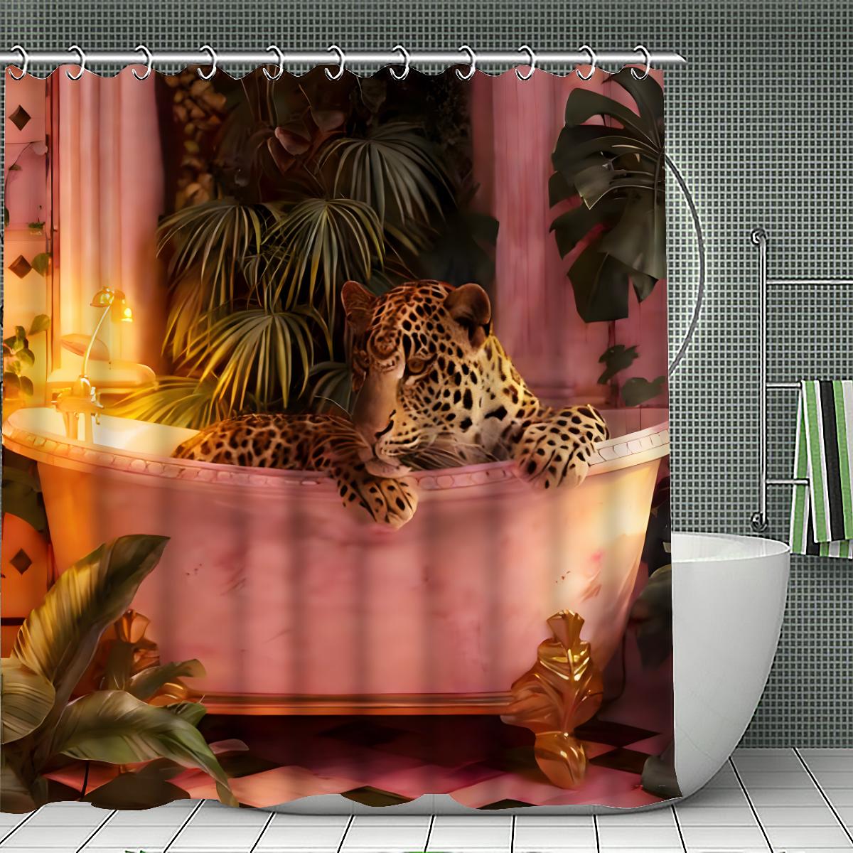 Sun & Moon Pattern Patchwork Shower Curtain Set, Colorful Bathroom Curtains with 12 Hooks, Ideal for Home Hotel Salon Dormitory, Bathroom Supplies