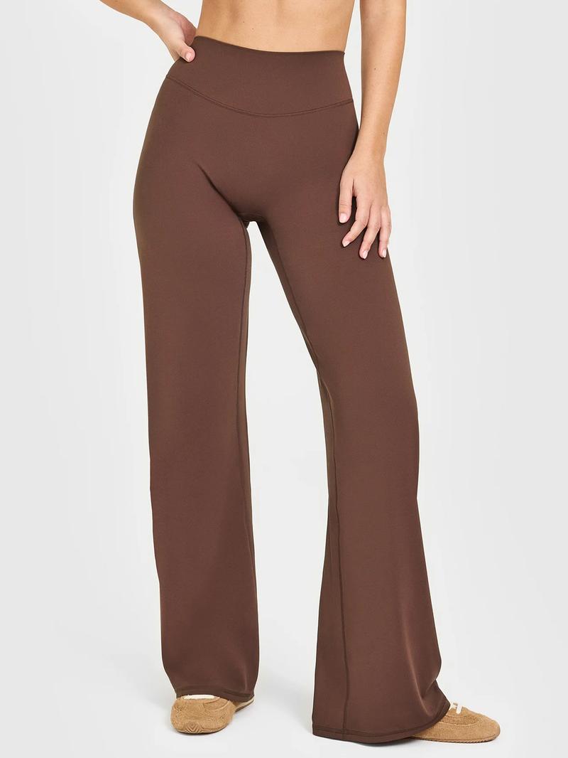 Women's High Waist Straight Leg Pants, Loose Soft Yoga Wide Leggings, Pilates Running Fitness High Waist Straight Leg Pants, Solid Color Leggings