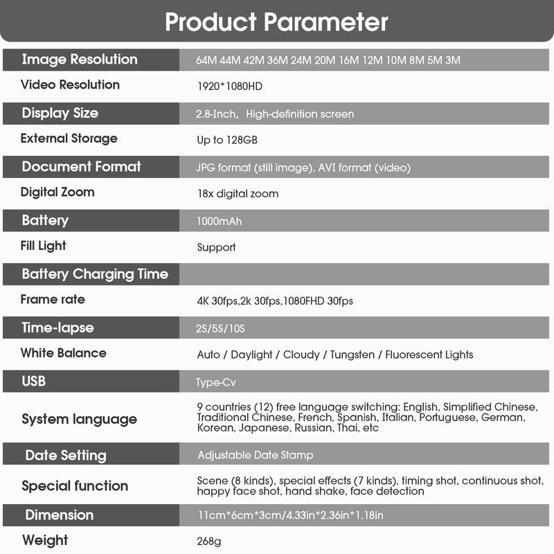 【Valentine's Day gift】Dual-Screen 4K Digital Camera 64MP, 18X Zoom, Retro Filters, One-Click Switch, 32GB SD Card, 1000mAh Battery, Rechargeable Selfie & Vlogging Camera for Teens & Kids  NewYear Christmas Gifts