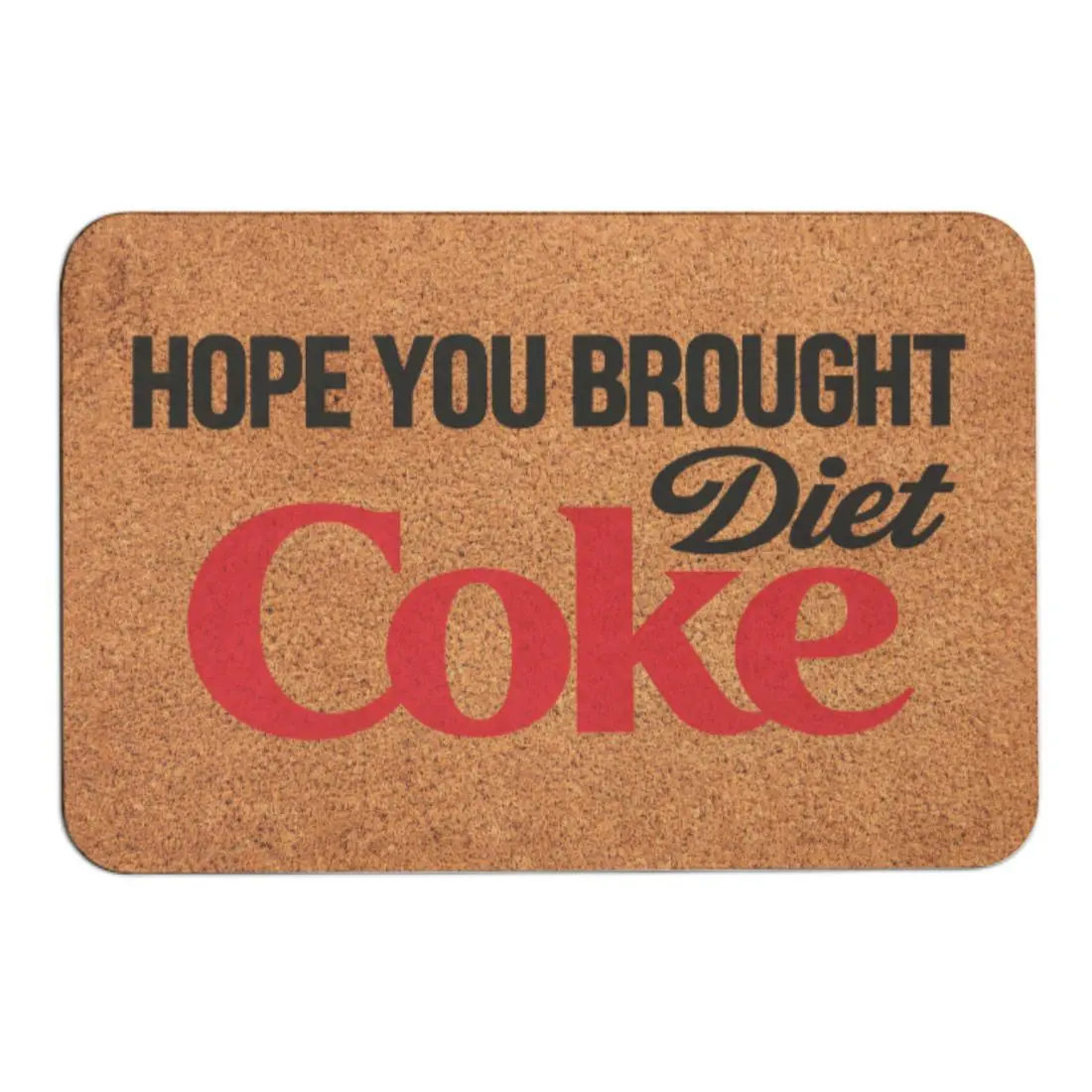 Retro Soda Art Coir Doormat - "Hope You Brought Diet Coke" Funny Welcome Mat, Minimalist Antibacterial Bathroom Front Door Rug, Housewarming Gift