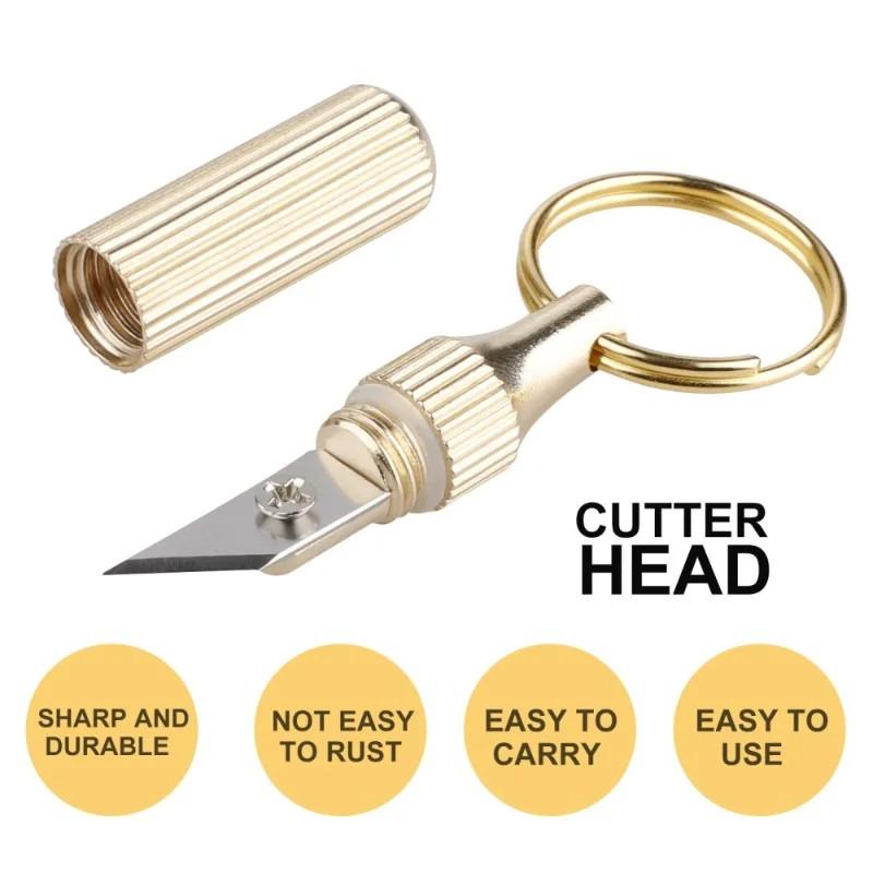 Mini Brass Capsule Knife Sharp Keychain Pendant, Portable Pocket Knife, Small Keyring Hanging Accessory, Multitool Keychain Opener, Ideal for Unboxing Packages, Keychain Attachment