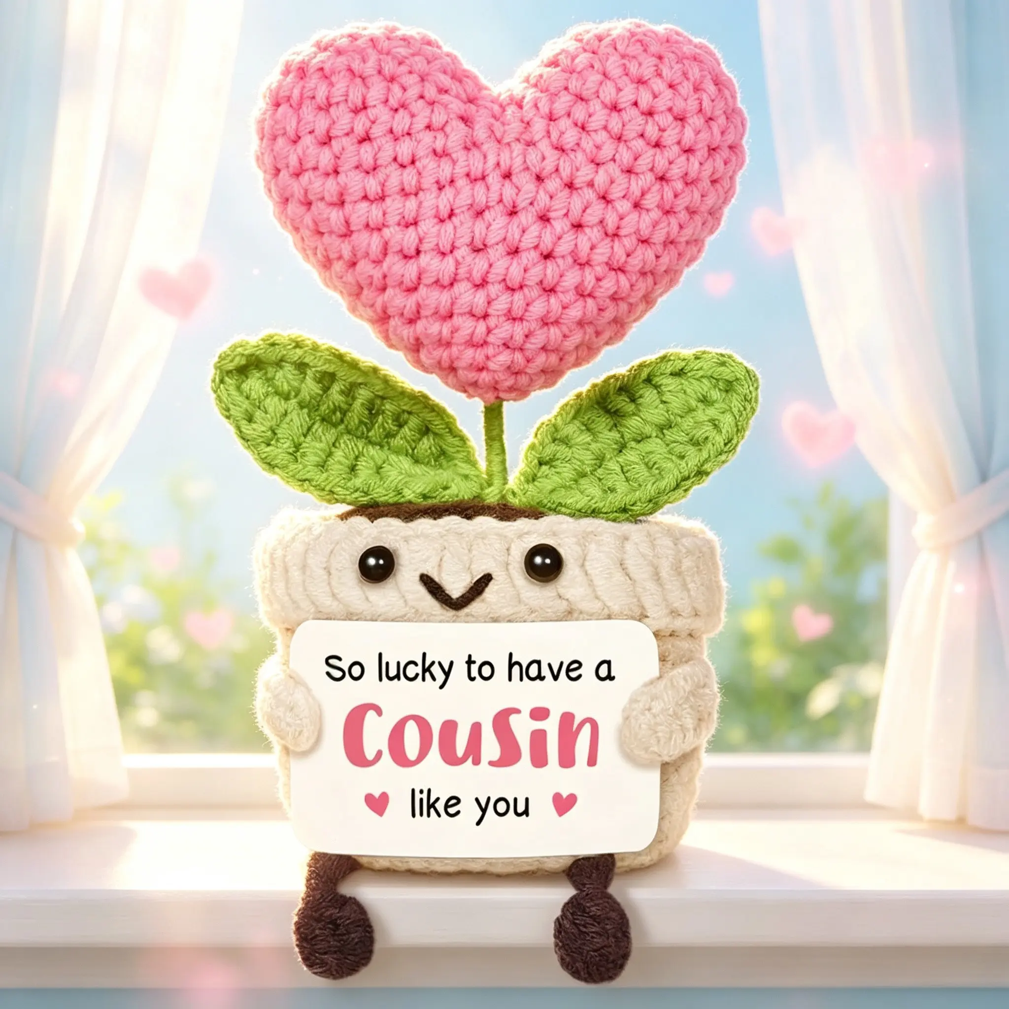 Cute Knitted Heart Desktop Ornament, Mini Decorative Item, Perfect Gift for Family and Friends, Unique Desk Accessory