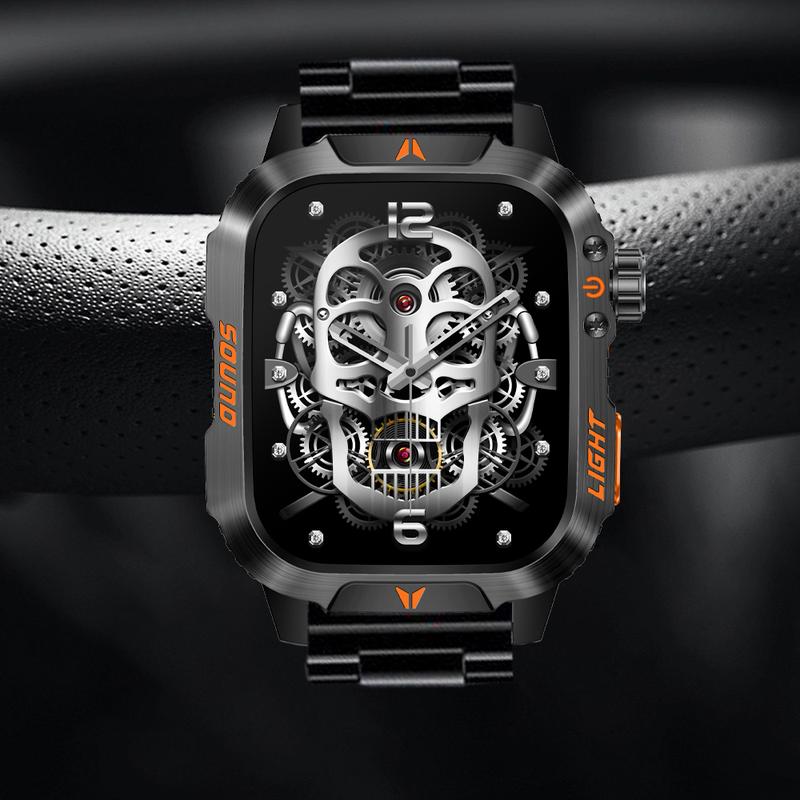 New 2025 manly style Smart Sports Watch With LEDLights Wireless Calling, Message Reminders,Sports Mode, Voice Assistant, Weather Push,Stopwatch, Timer, Stopwatch And OtherFunctions, Smartwatch For Men, CompatibleWith Android And iPhone Phones