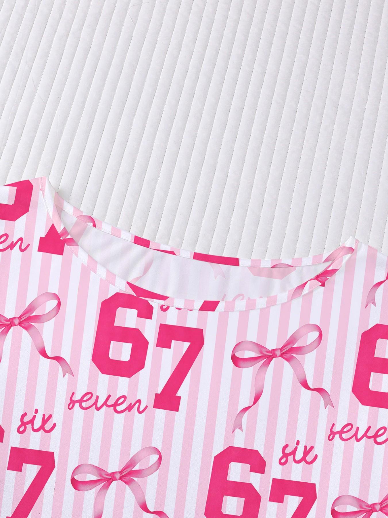 Butterfly Number Print Nightgown, Women's Casual Loose-Fit Short Sleeve Robe, Comfortable Holiday Party Sleepwear, Side Pockets, All Seasons