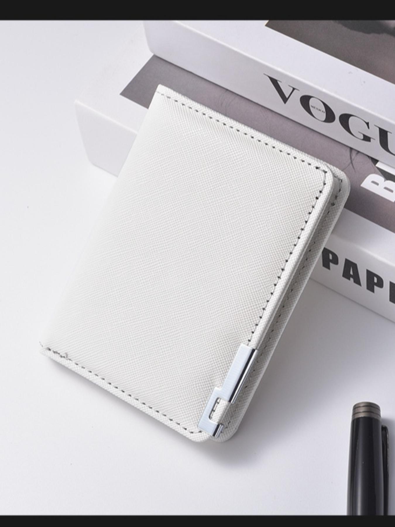 Men's Short Leather Wallet with Iron Edge Cross Texture, Multi-Card Slots Money Clip Card Holder, High-End Style Men's Wallet