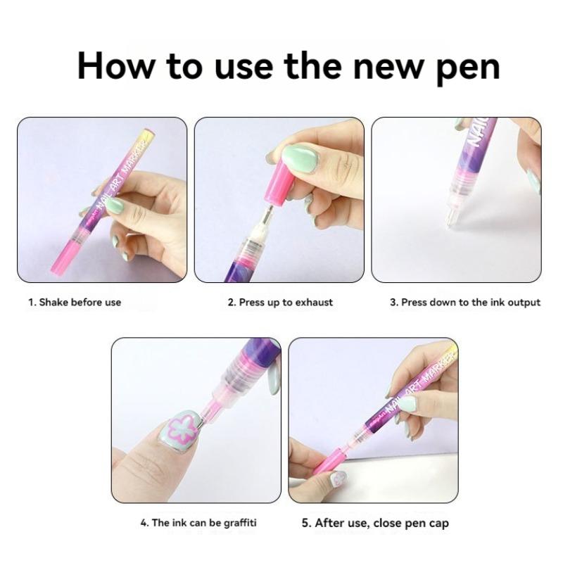 1 Box 12 Color Nail Polish Pens, 3D Manicure Pen Set, Nail Dot Painting Brush, DIY Nail Art Marking Drawing Pen, Nail Design Pen