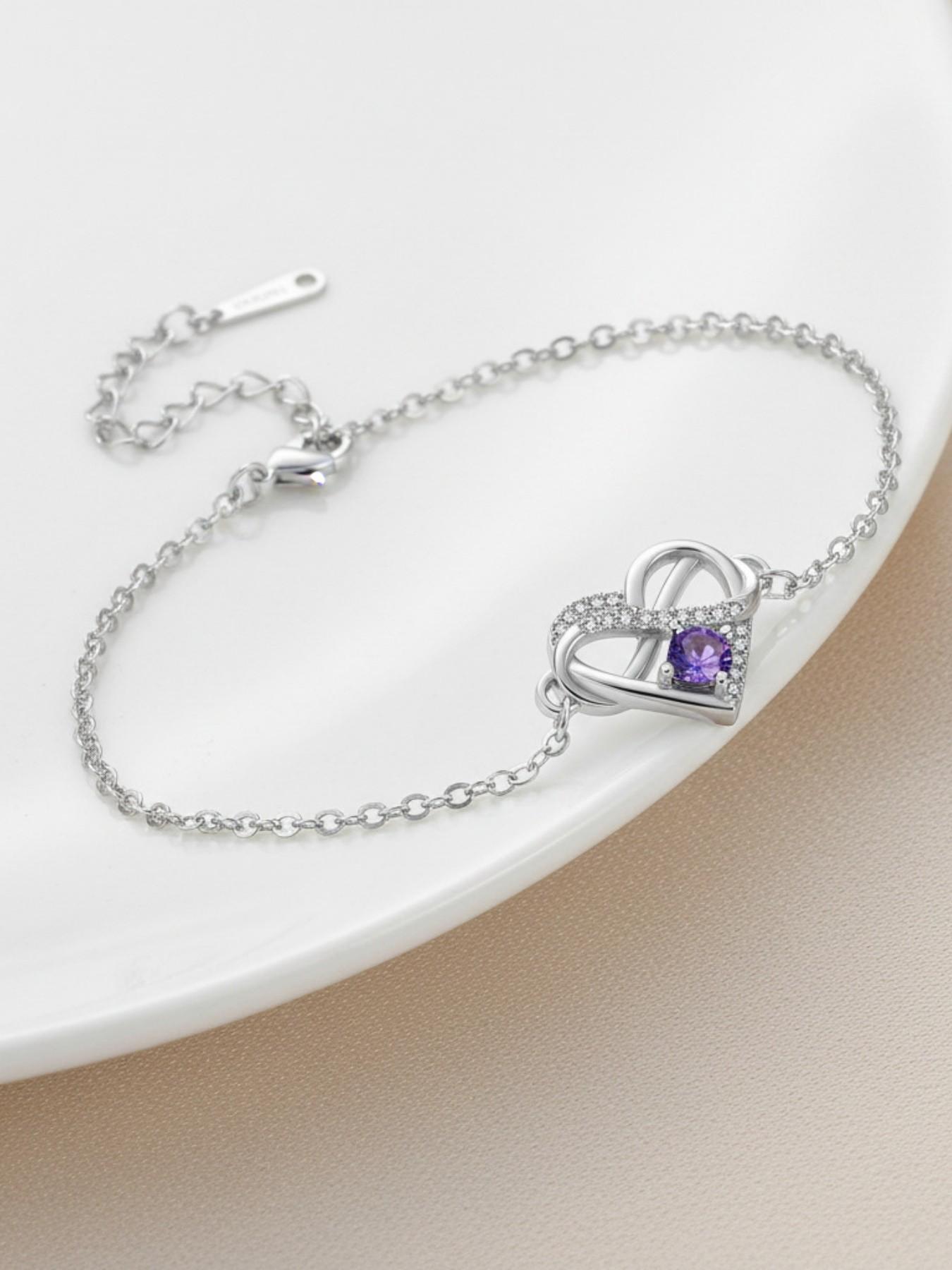 Infinite Heart Crown · Amethyst Bracelet Rhinestone heart infinity bracelet, luxury and fade-resistant.Paired with a purple preserved rose gift box.Perfect gift for birthdays, Mother’s Day and Valentine’s Day.