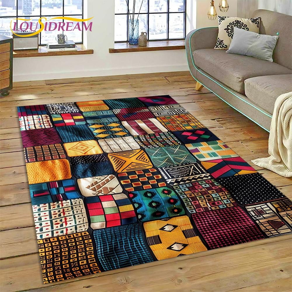 Colorful Crochet Mandala Flannel Area Rug - Boho Ethnic Woven Pattern Print Soft Mat for Living Room, Non-Slip Bohemian Home Decor #BohoMandalaRug #ColorfulCrochetMat #EthnicHomeDecor #2DWovenCarpet #NonSlipFlannelRug