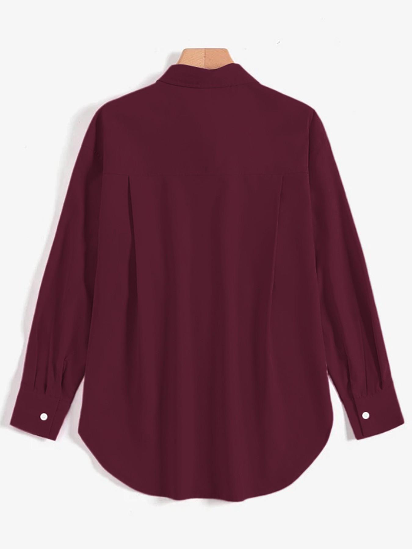 Women's Fashion Simple Solid Color Button Long Sleeve Shirt, Casual Stylish Blouse for Daily Wear, Comfortable and Versatile Clothing